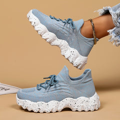 Thick Sole Shock Absorption Women Shoes Breathable Elastic Sock Shoes