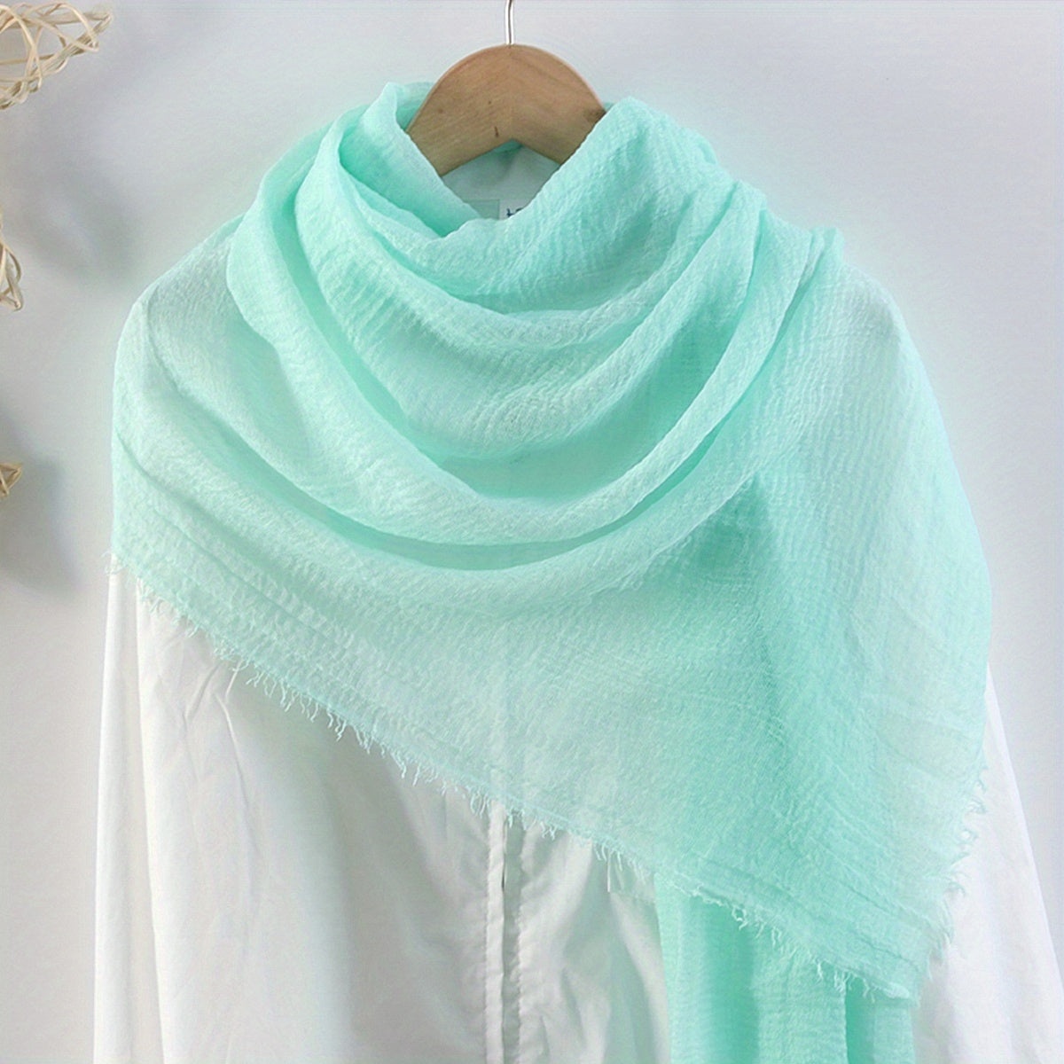 Soft Breathable Raw Edge Wrinkle Shawl Thin Scarf