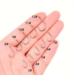 High Carbon Steel Fishing Hook Set, Saltwater/Freshwater Barbed Hooks