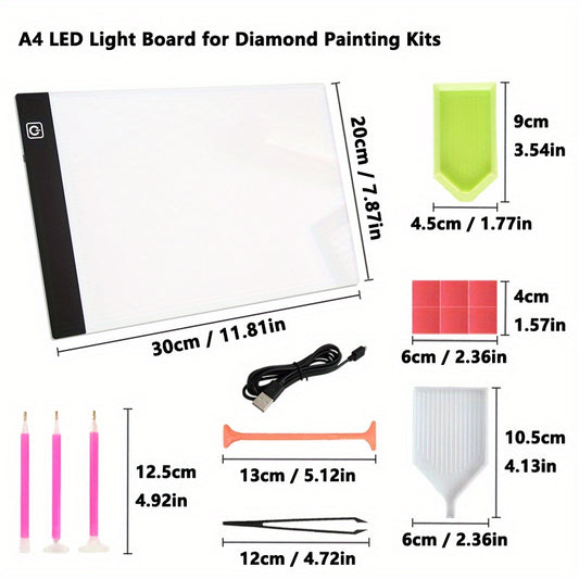 USB LED Light Pad for Diamond Painting Kits with Tools