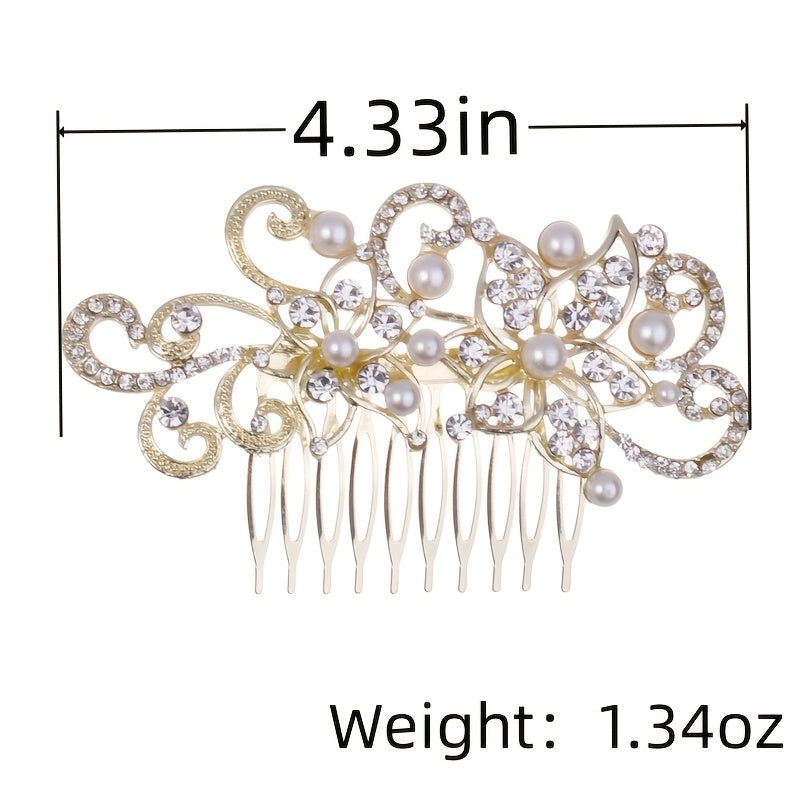Crystal Faux Pearl Bridal Hair Comb Clip Rhinestone Hairpin Wedding Accessories
