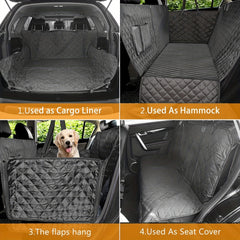 Waterproof Dog Car Seat Cover with Side Flaps - Hammock Convertible