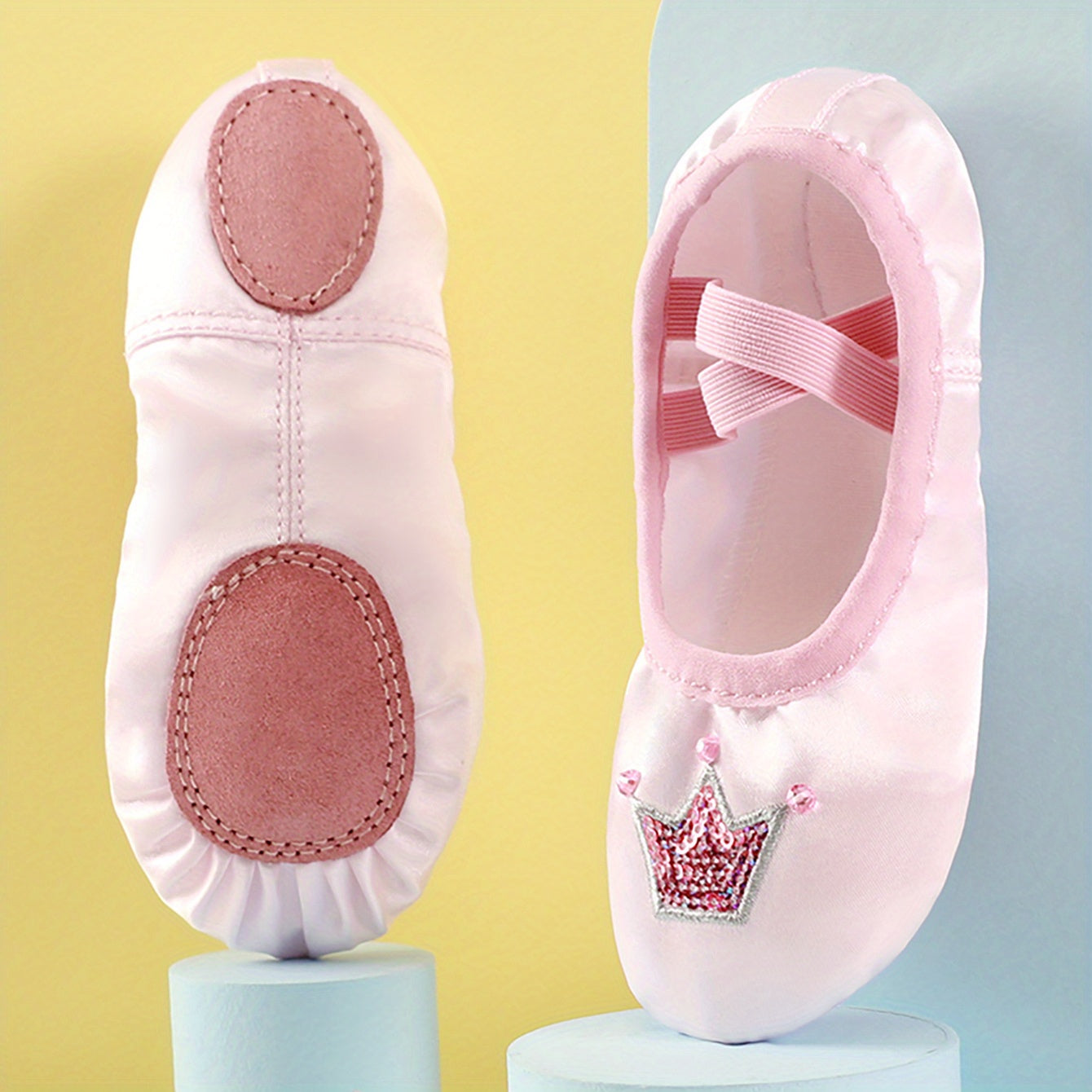 Girl's Crown Ballet Dance Shoes Soft Soled Sandals For Dance Performance Yoga