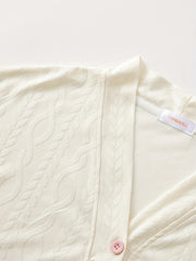Bunny Embroidery Pajama Set Long Sleeve Buttons Top & Elastic Waistband Pants