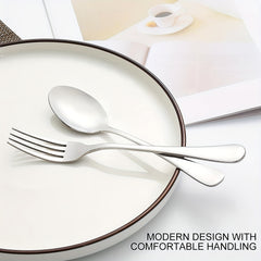 12pcs Stainless Steel Dessert Fork & Spoon Set for Home Kitchen Restaurant