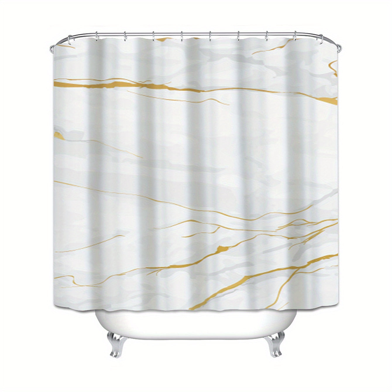 Marbled Shower Curtain Set Bathroom Waterproof Shower Curtain With Plastic Hooks