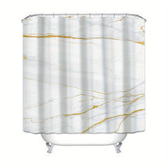 Marbled Shower Curtain Set Bathroom Waterproof Shower Curtain With Plastic Hooks
