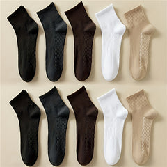 10 Pairs Women's Crew Socks Solid Color Sport Stockings Breathable & Comfortable