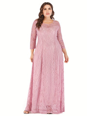 Lace Long Sleeve Round Neck Formal Party Dress