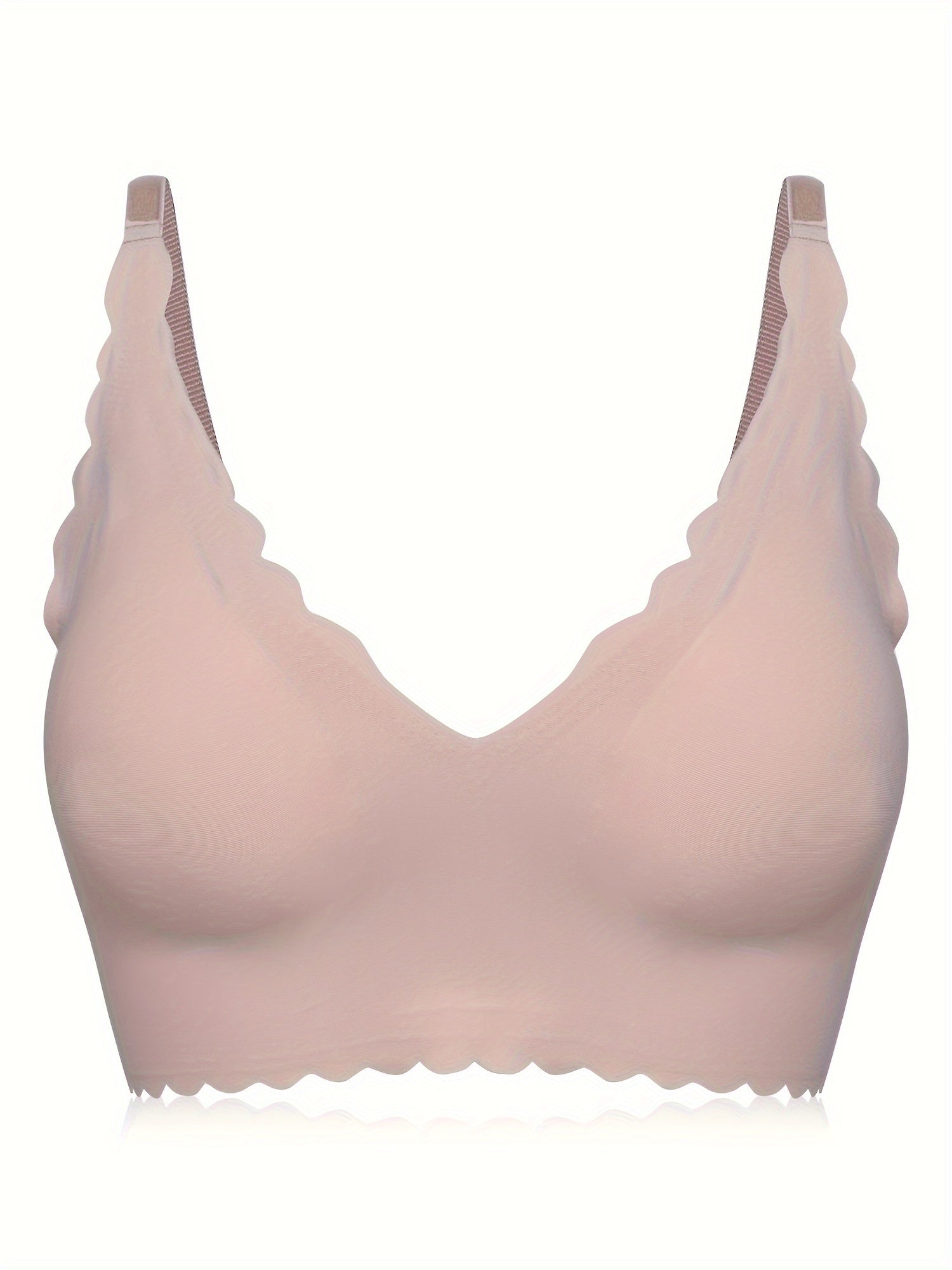 Scallop Trim Wireless Bra Skin-Friendly Seamless Lingerie