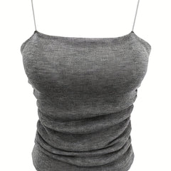 Ruched Spaghetti Strap Sleeveless Cami Top Sexy Summer Women's Clothing
