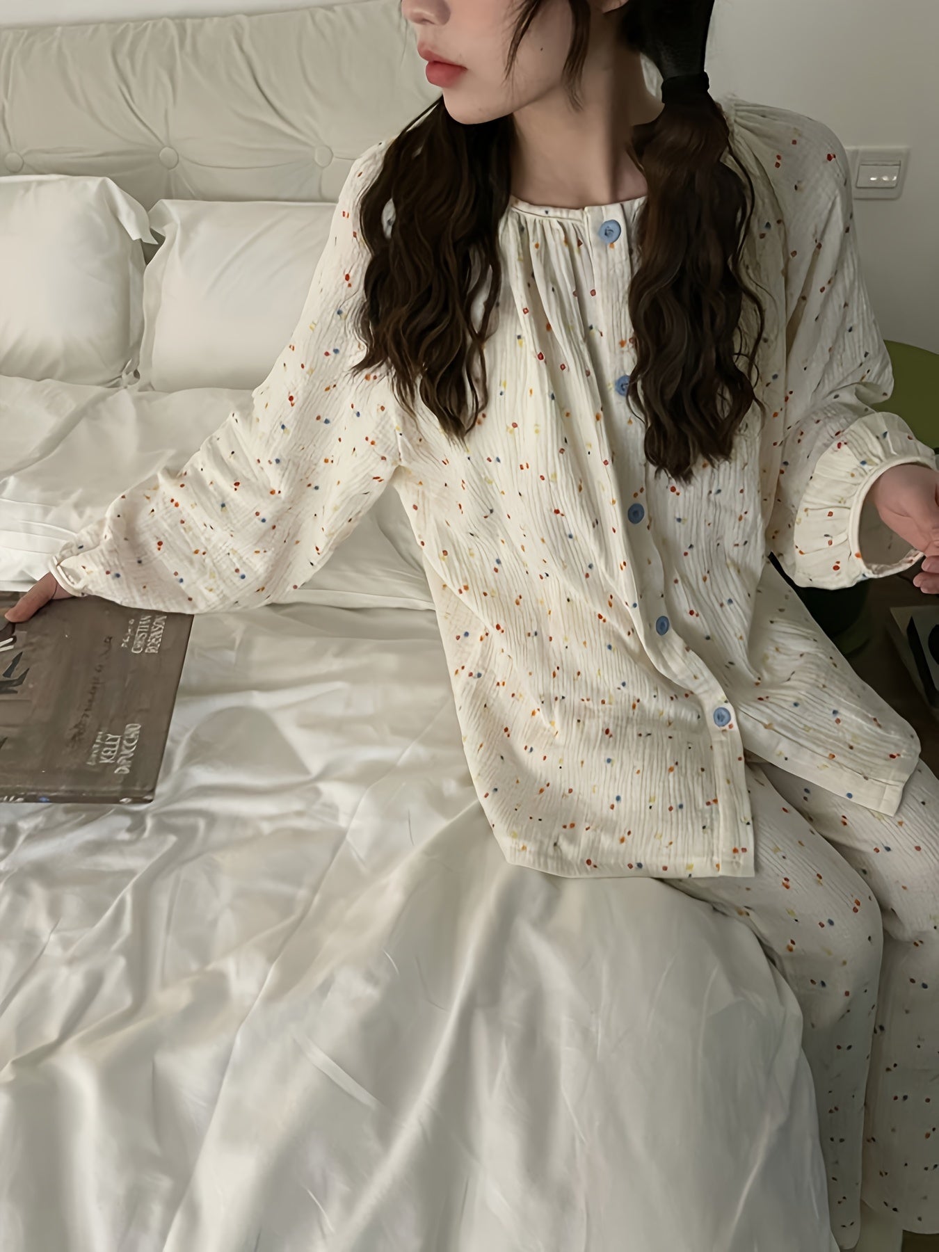 Floral Print Pajama Set Long Sleeve Top & Pants