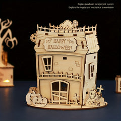 3D Wooden Puzzle Halloween House Educational Toys DIY Creative