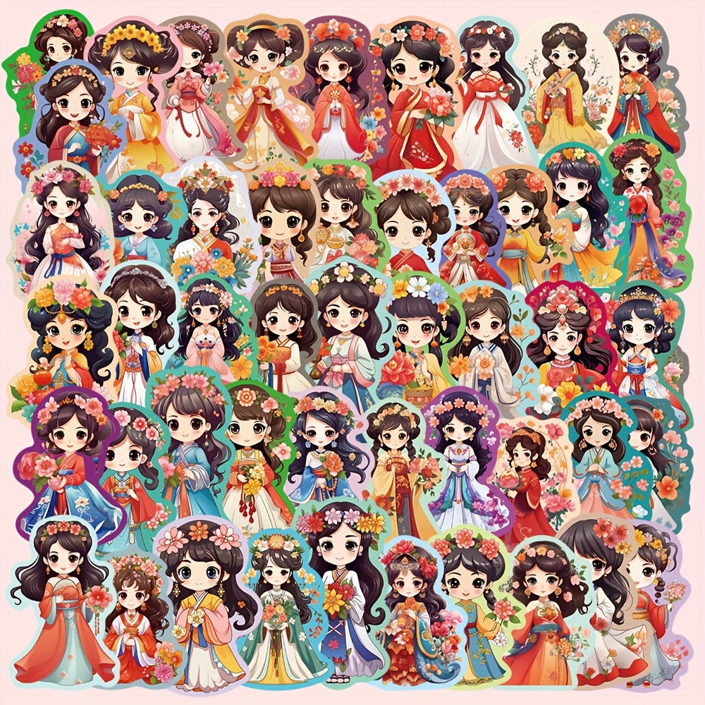 50pcs Ancient Costume Flower God Waterproof Stickers for Han