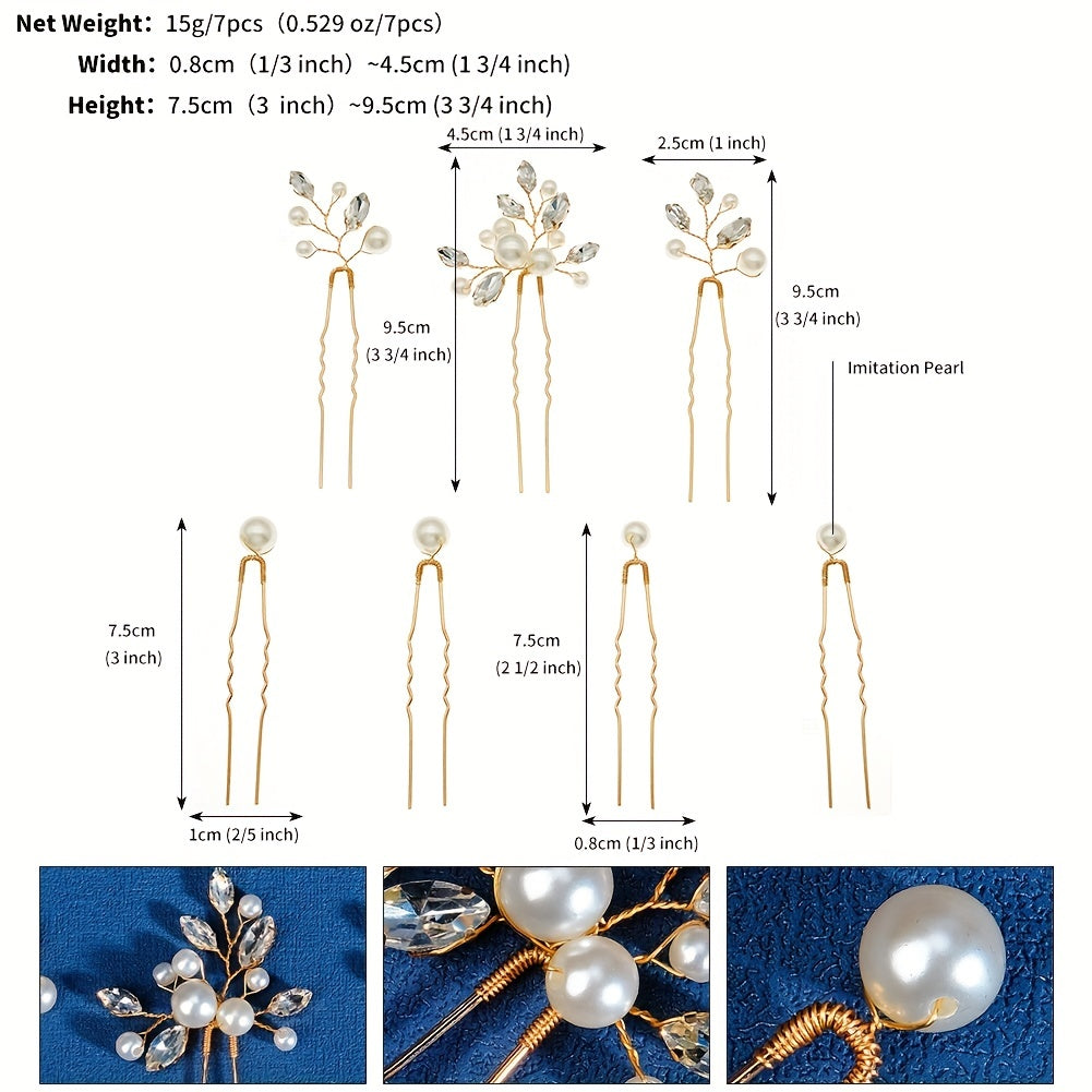 Crystal & Faux Pearl Decor Hair Pin Bridal Wedding Accessory