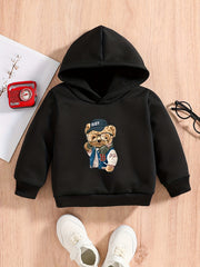 Bear Print Baby Boys Hooded Sweatshirt for Spring