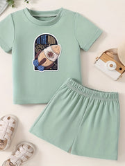 Toddler Kid Bottoming Set Short Sleeve T shirt & Matching Shorts