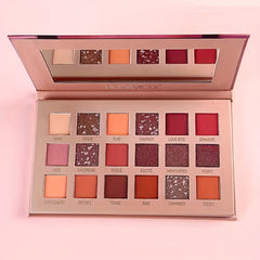 18 Colors Desert Eyeshadow Palette Satin Metallic Texture Brown Red