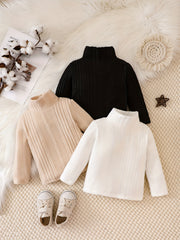 Baby Girls Knit Sweater Turtleneck Long Sleeve Cropped T shirt Crop Tops