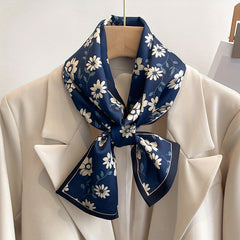 Vintage Floral Pattern Satin Necke...