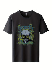 Skeleton Pattern Print Men's Graphic Crew Neck Active T shirt