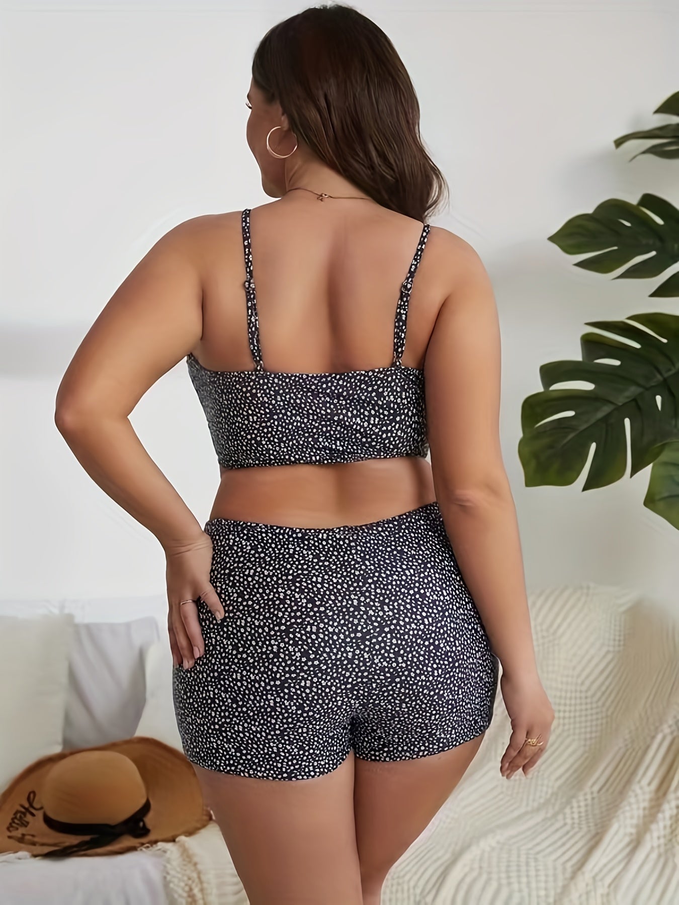 Ditsy Print Ruched Bikini Set