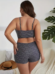 Ditsy Print Ruched Bikini Set