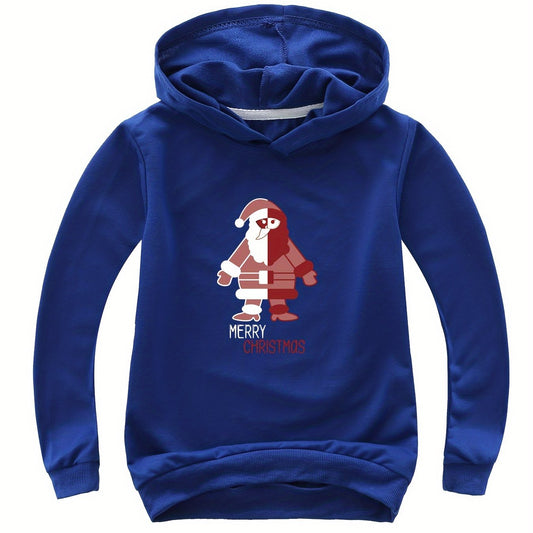 Santa Graphic MERRY CHRISTMAS Hoodie Girls Spring Fall Sports