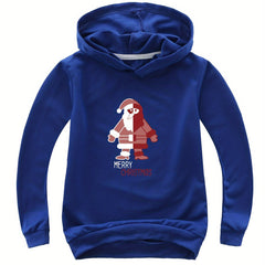 Santa Graphic MERRY CHRISTMAS Hoodie Girls Spring Fall Sports