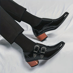 Men's Pointed Toe High Heel Double Monk Formal Shoes