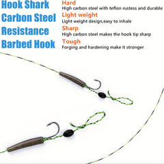 24pcs Carp Fishing Hair Rigs High Carbon Steel Hooks Braided Line Rolling Swivel