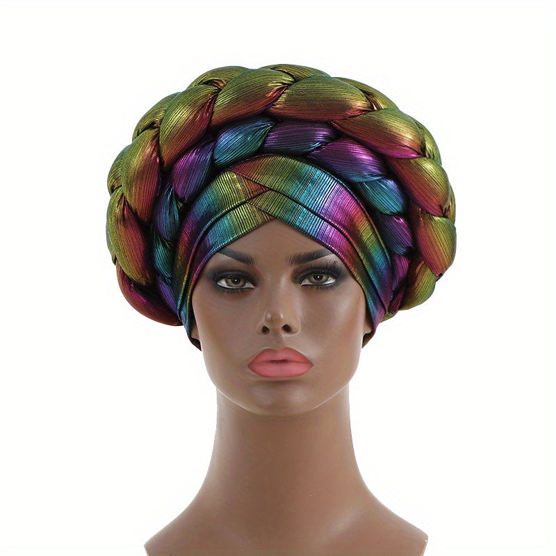 Gradient Turban Cap Double layer Braided Hijab Hat