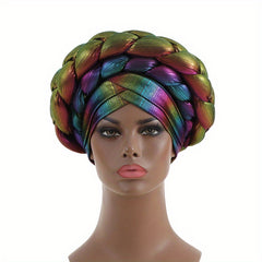 Gradient Turban Cap Double layer Braided Hijab Hat