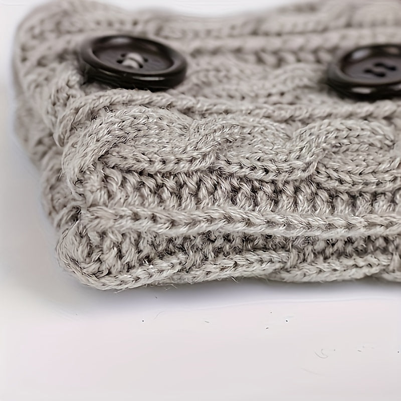 Women's Button Twist Knitted Leg Warmer Winter Warm Boots Cuffs
