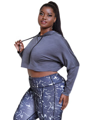 Quick Dry Long Sleeve Hoodie Crop Sports Top