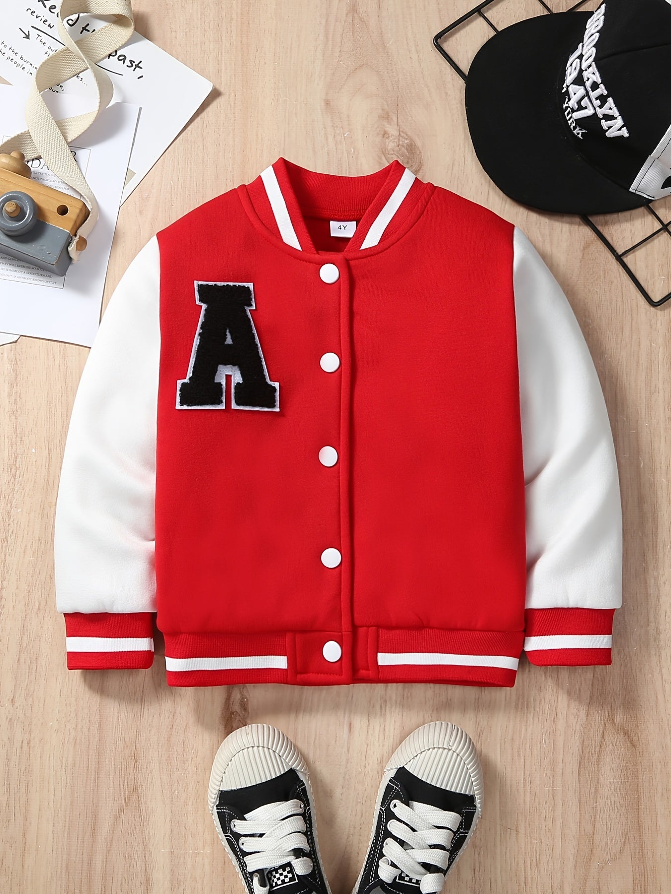Boys Varsity Jacket Long Sleeve Letter Graphic Baseball Collar Embroidered Block