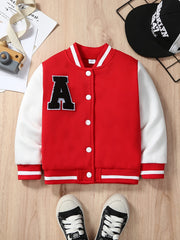 Boys Varsity Jacket Long Sleeve Letter Graphic Baseball Collar Embroidered Block