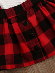 Baby Girl Christmas Plaid Romper Tutu Dress Outfit