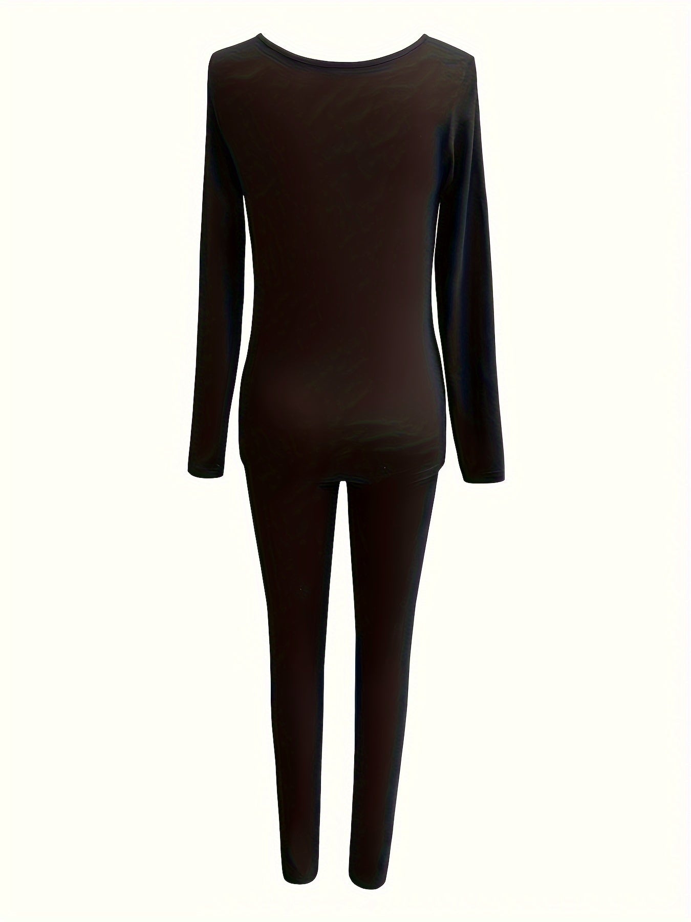 2Pcs Thermal Underwear Set Long Sleeve Tee & Casual Pant Activewear