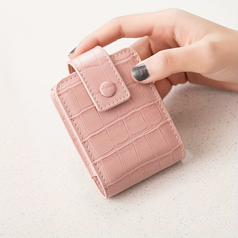 Mini Lipstick Bag with Mirror Crocodile Embossed Cosmetic Case