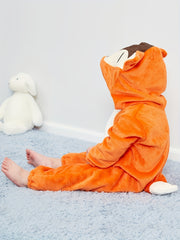 Unisex Baby Halloween Fox Romper Flannel Hoodie Jumpsuit