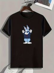 Bunny Pattern Print Men's Comfy Sports T shirt Graphic Tee