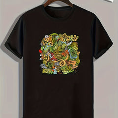 Summer Pattern Print Men's Comfy Sports Tee