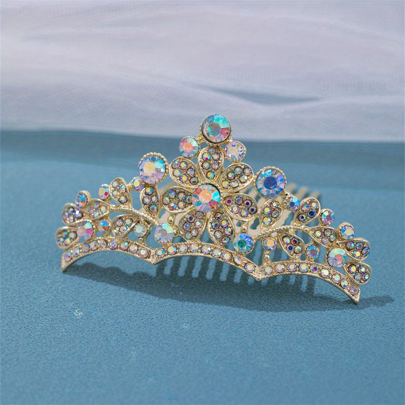 Girl's Rhinestone Crown Hair Comb - Princess Decorative Hair Accessory