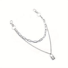 Lock Pendant Pants Chain Two Layers Metal Chain Men's Waist Chain