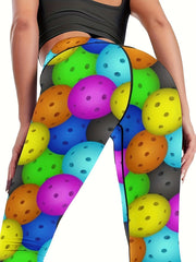 Colorful Print Yoga Leggings High Waist Tummy Control Sports Running Leggings