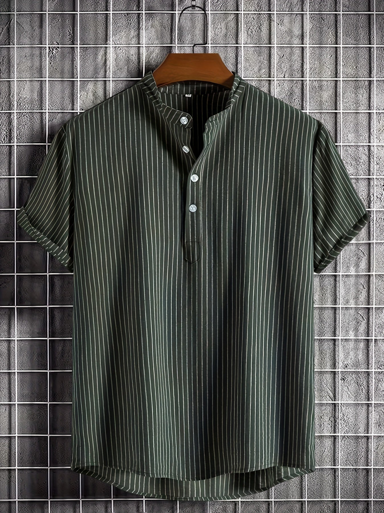 Vertical Stripe Print Casual Short Sleeve Shirt for Summer Vacation