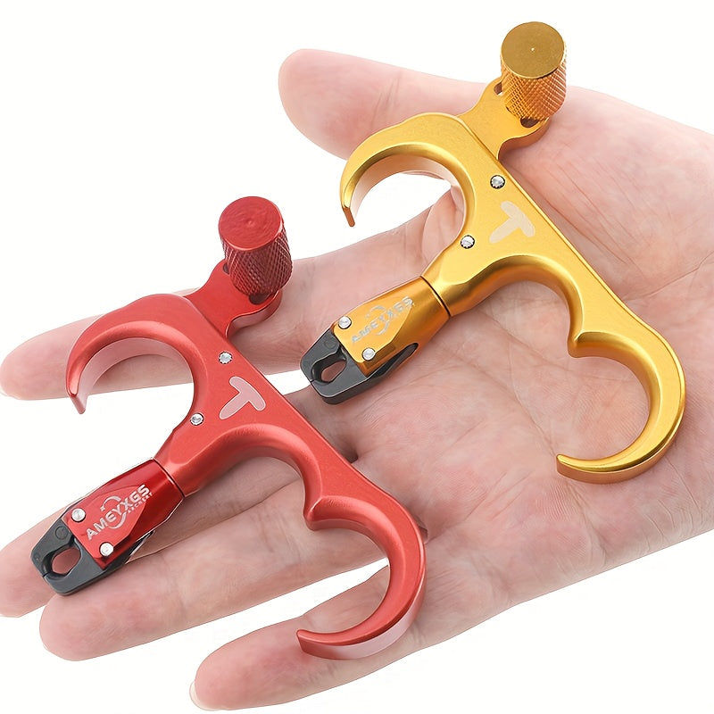 360 Rotation Thumb Bow Release Aluminum Alloy 3 Finger Trigger Grip