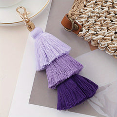 Boho Tassel Keychain Gradient Key Ring Purse Bag Car Decoration Women Gift