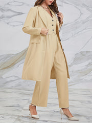 Long Length Blazer Sleeveless Vest Wide Leg Pants Outfit